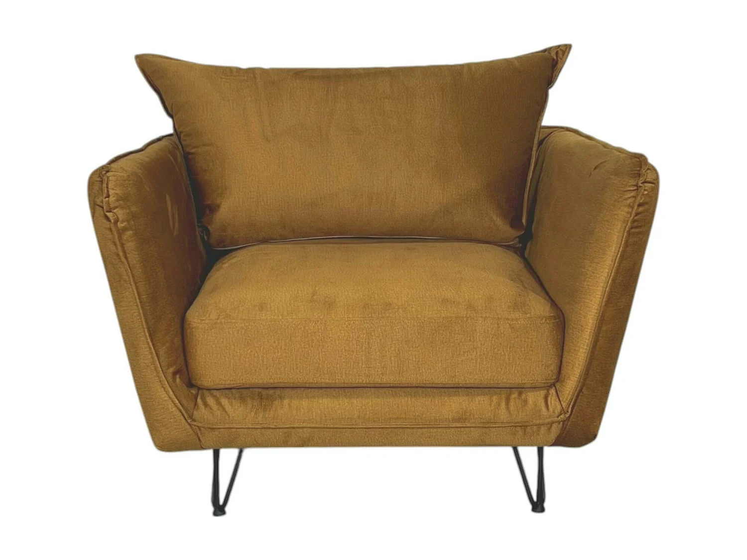 Fauteuil en velours ocre EPIKA