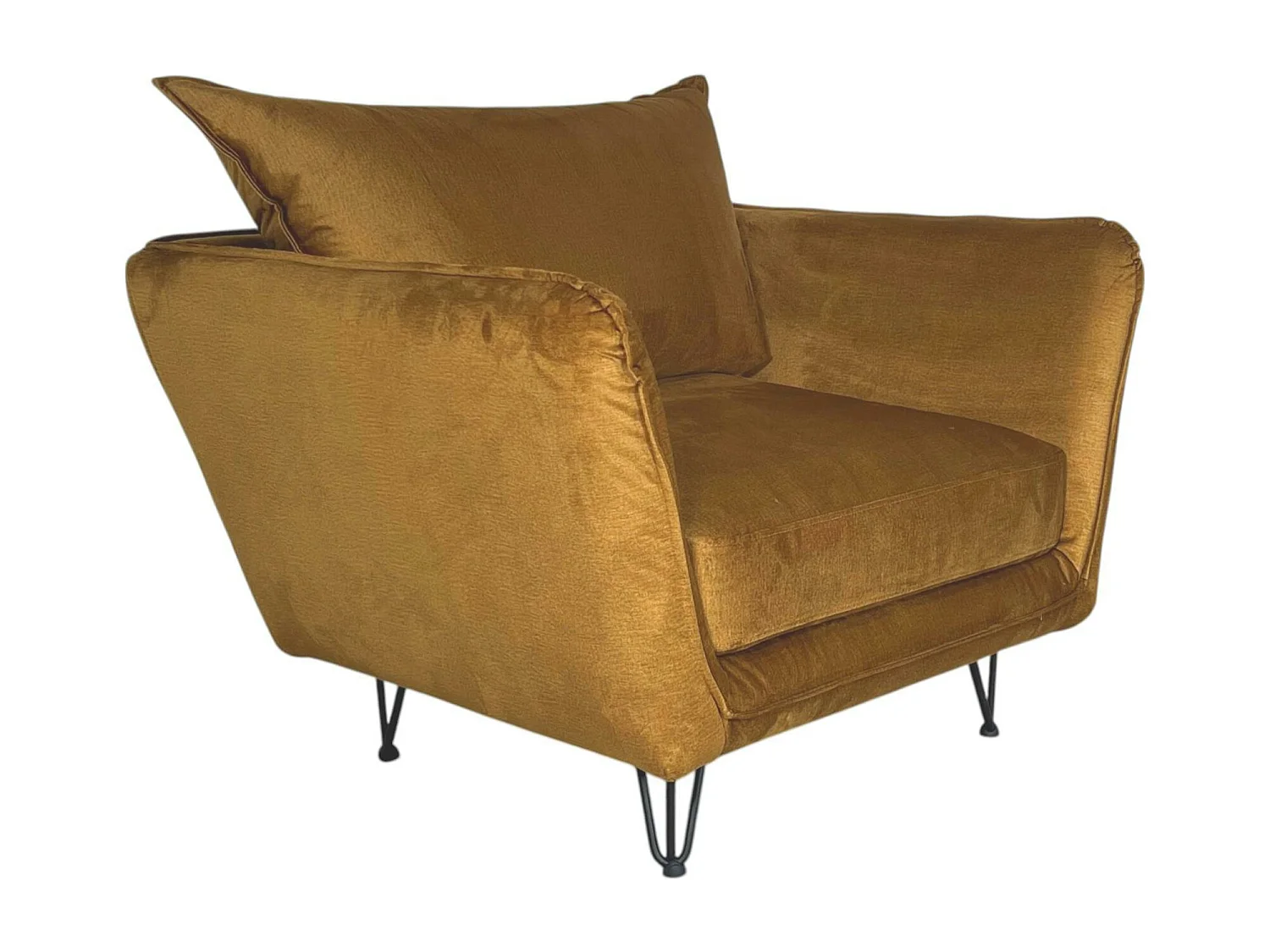 Fauteuil en velours ocre EPIKA