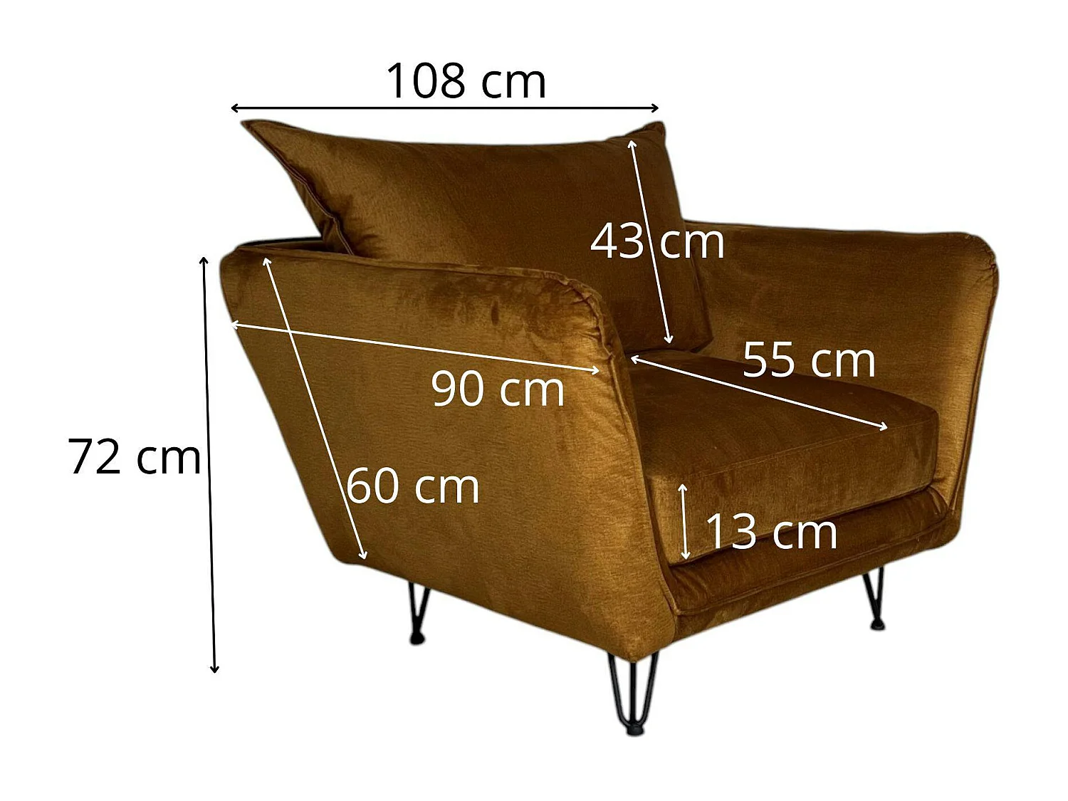 Fauteuil en velours ocre EPIKA