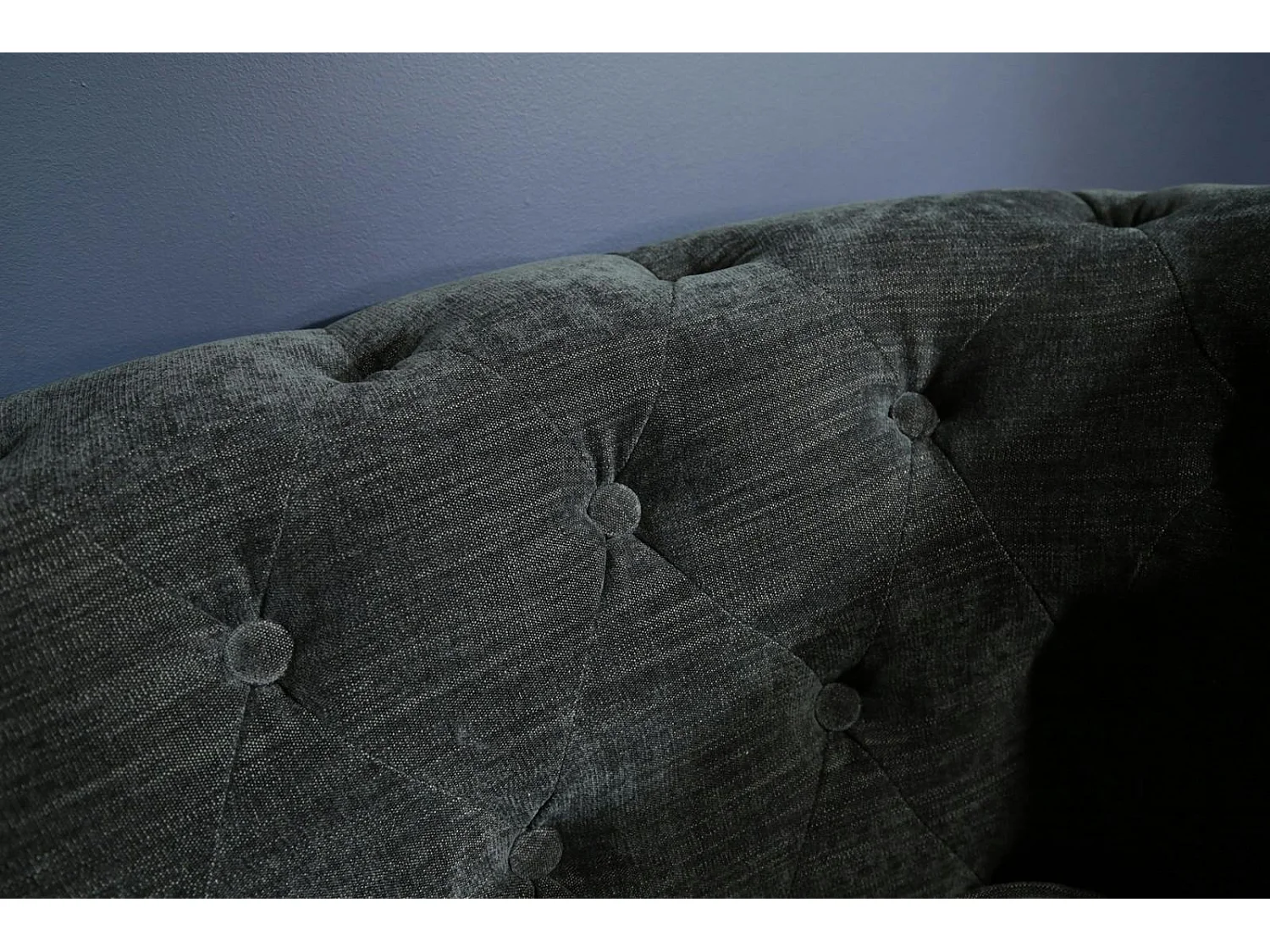 Fauteuil chesterfield en tissu anthracite chiné YORK