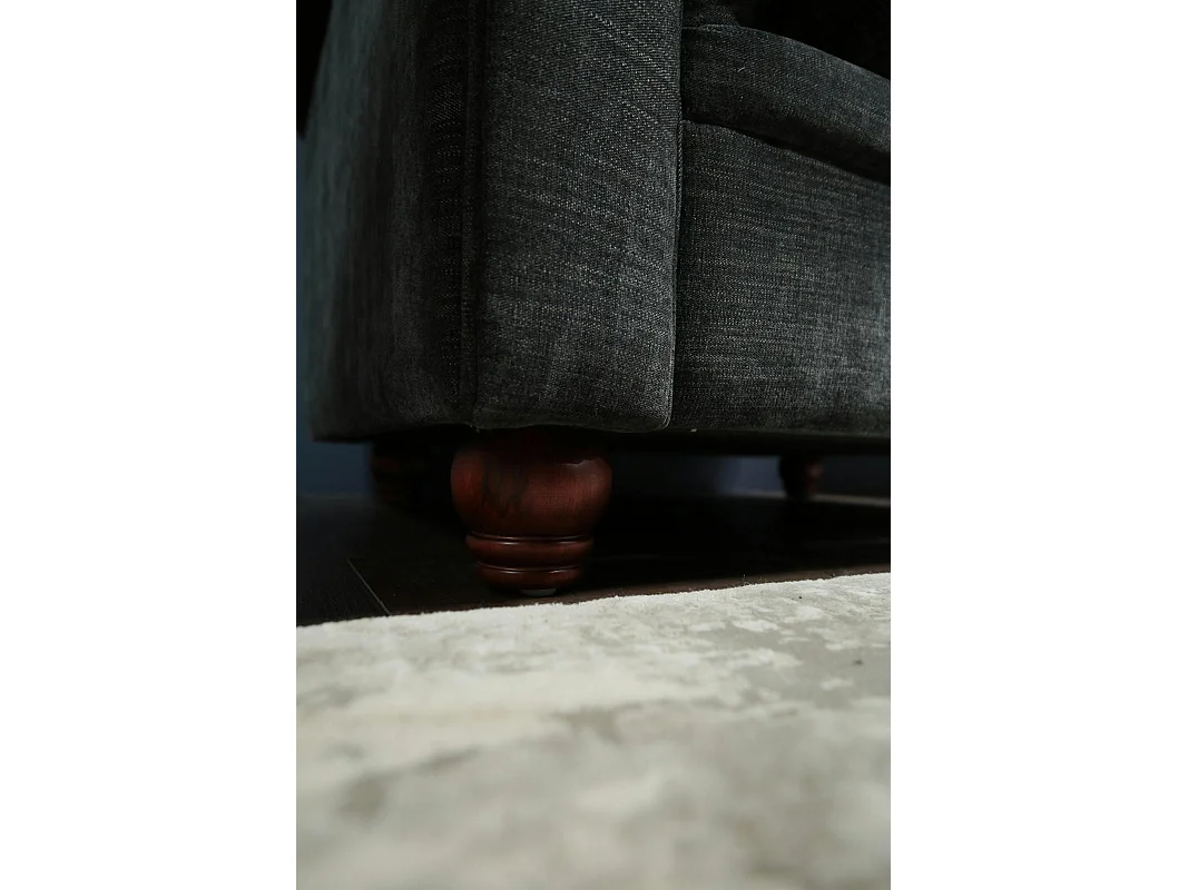 Fauteuil chesterfield en tissu anthracite chiné YORK