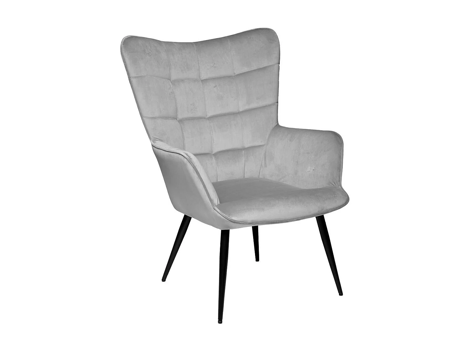 Fauteuil relax en velours gris et son tabouret (2 pièces) GOTEBORG