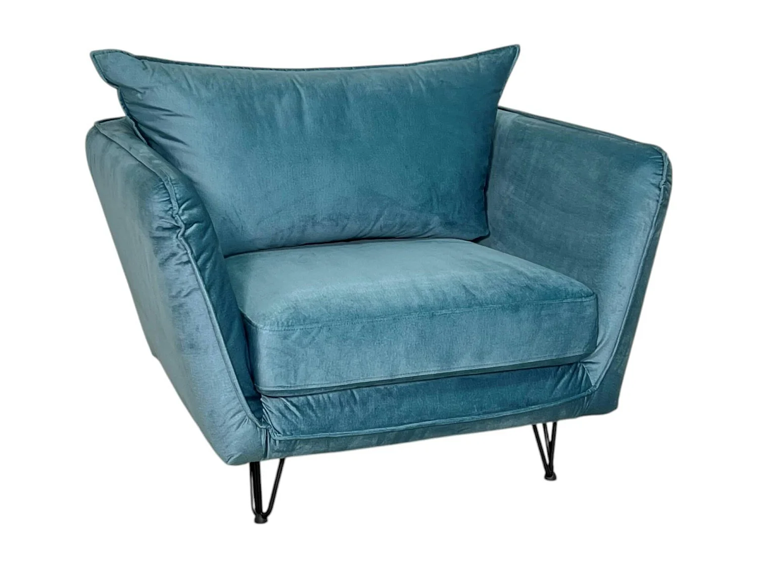 Fauteuil en velours bleu pétrole EPIKA