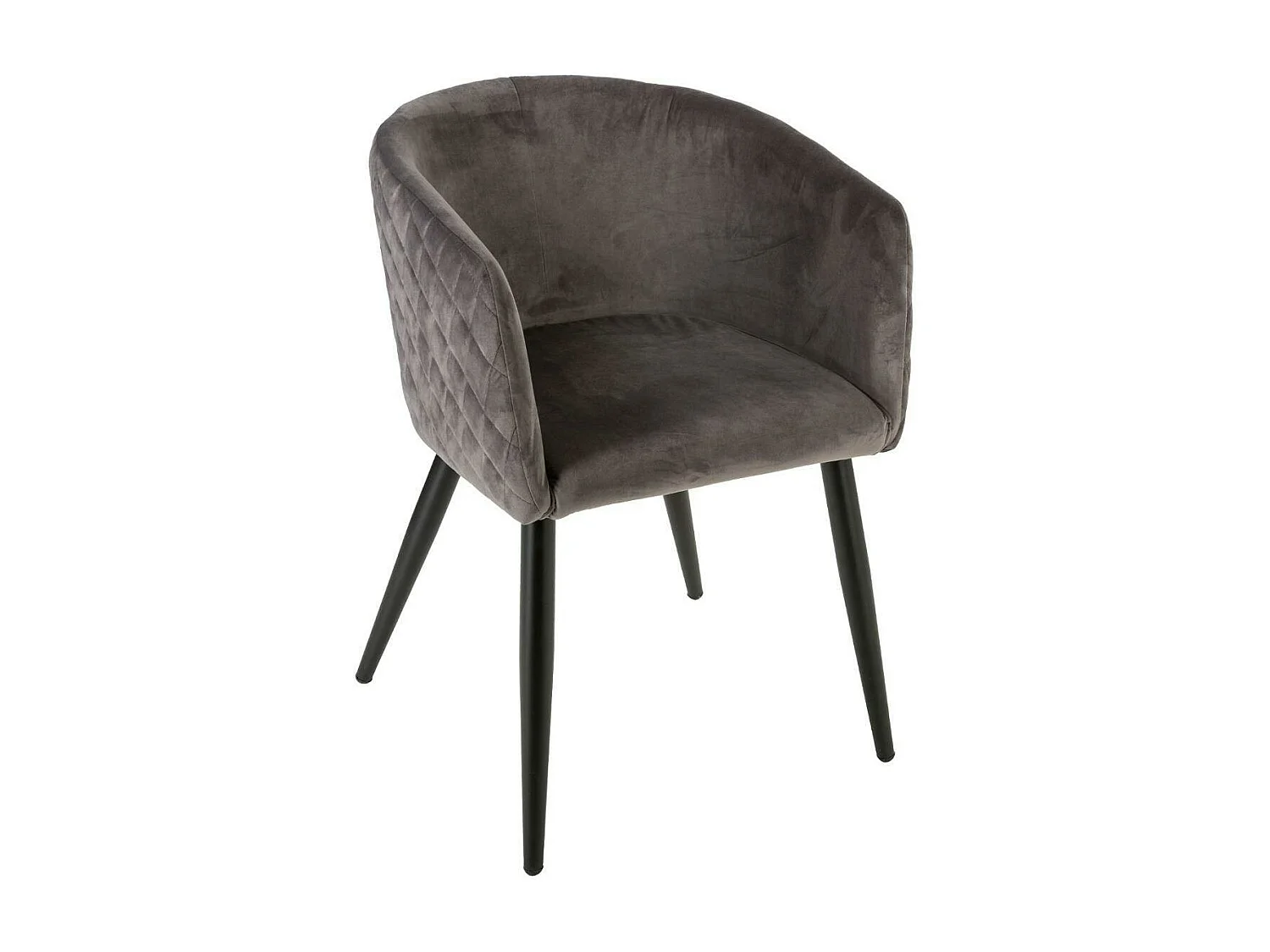 Fauteuil en velours gris foncé à damier