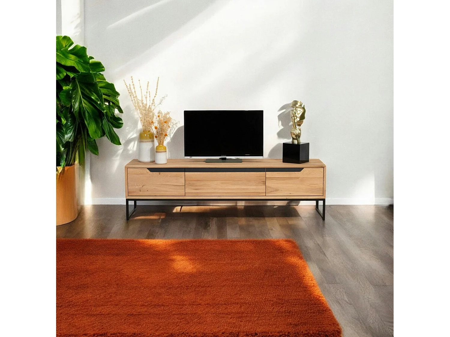 Meuble tv en bois de chêne blanc PALERME