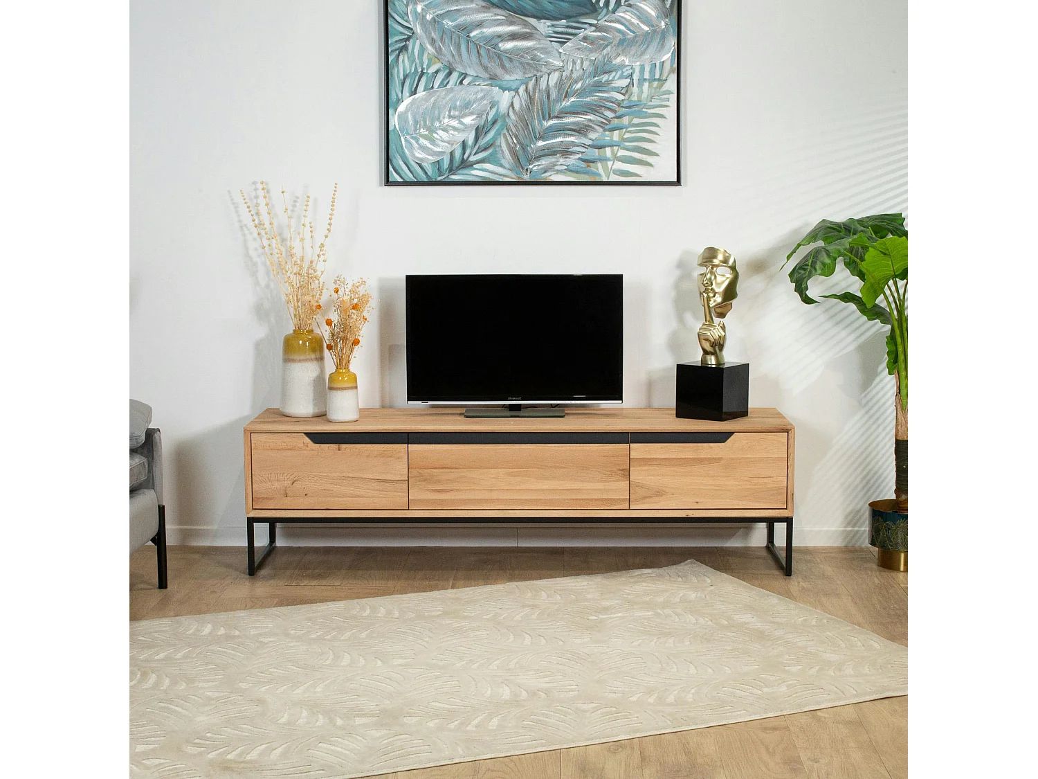 Meuble tv en bois de chêne blanc PALERME