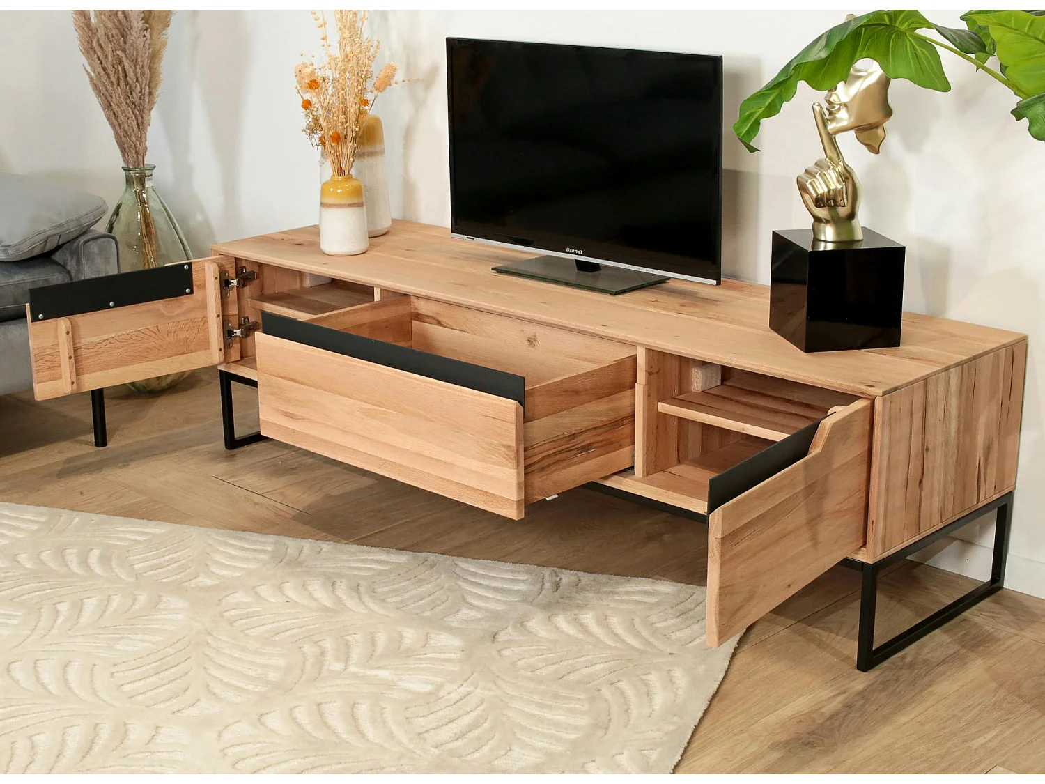 Meuble tv en bois de chêne blanc PALERME