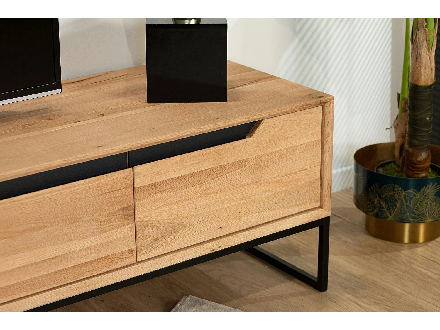 Meuble tv en bois de chêne blanc PALERME