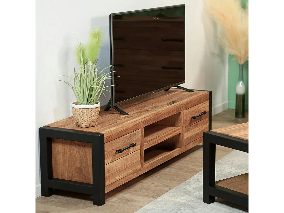 Meuble tv en chêne huilé FERSCOTT 2