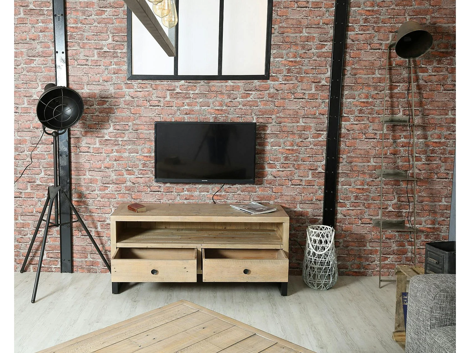 Petit meuble tv en bois recyclé AUCKLAND