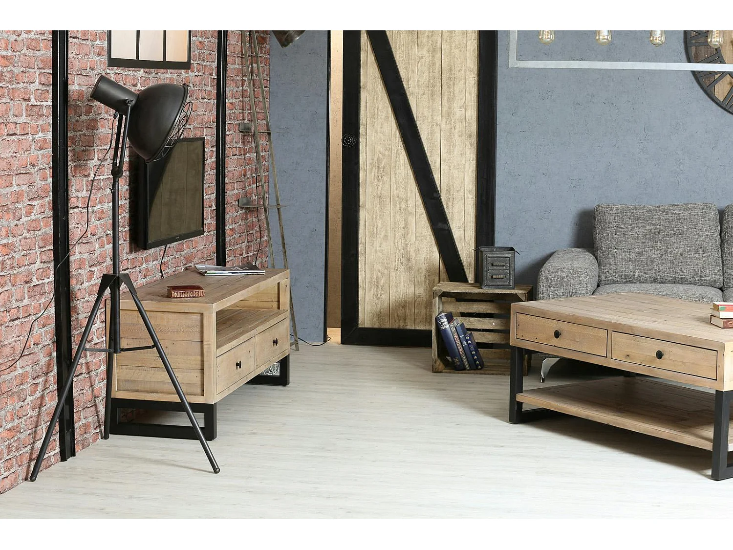 Petit meuble tv en bois recyclé AUCKLAND