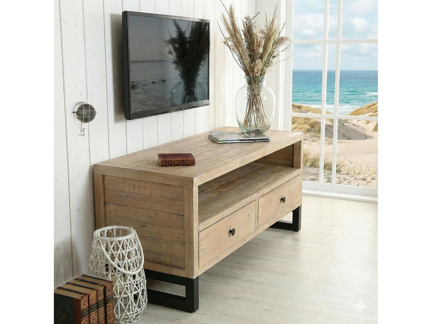 Petit meuble tv en bois recyclé AUCKLAND