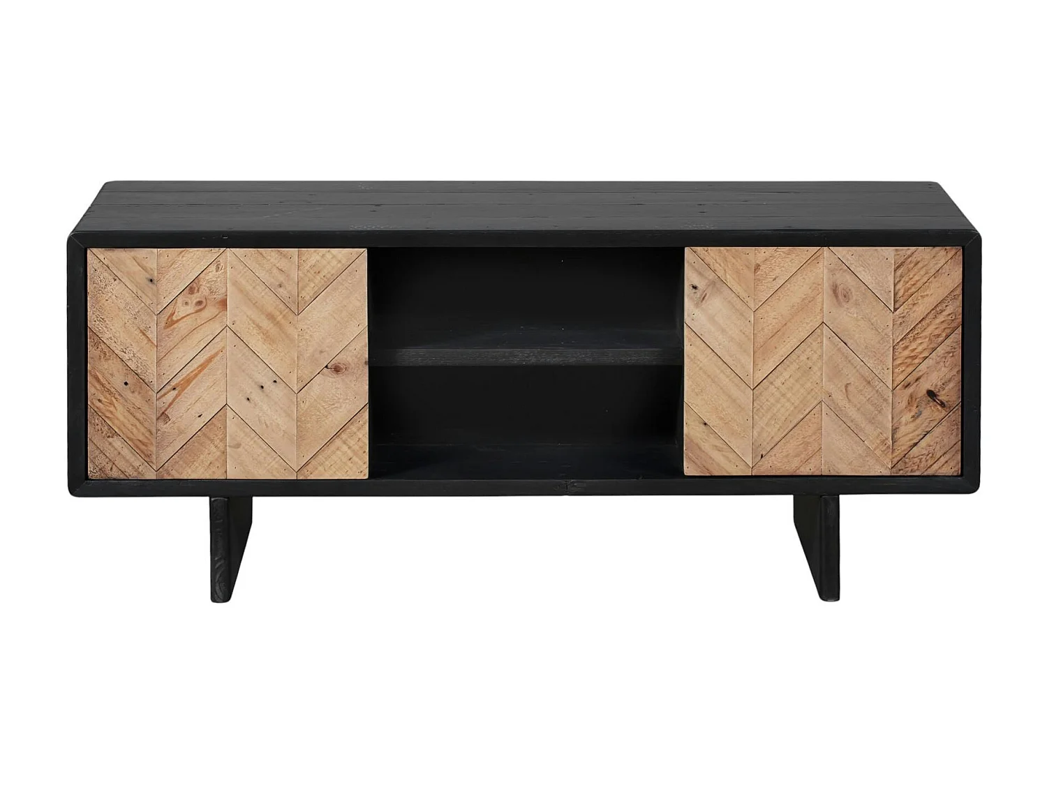 Meuble tv avec rangement en bois recyclé FSC motif chevron FAGA