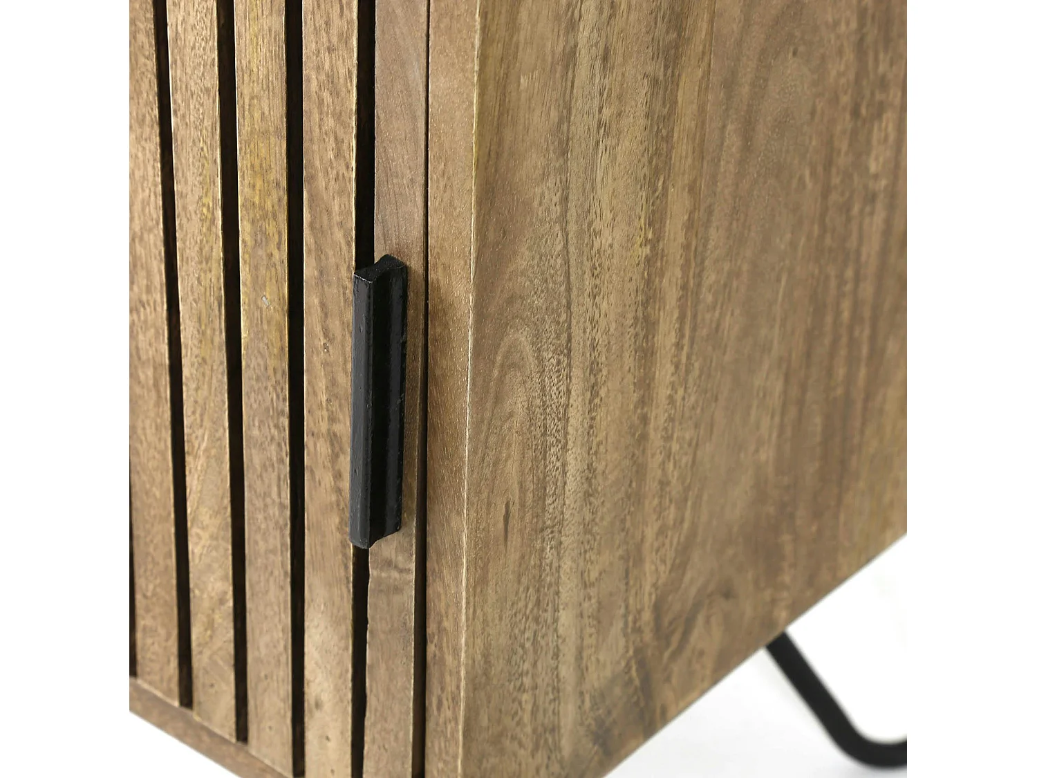 Petit meuble tv en bois de manguier strié DELHI