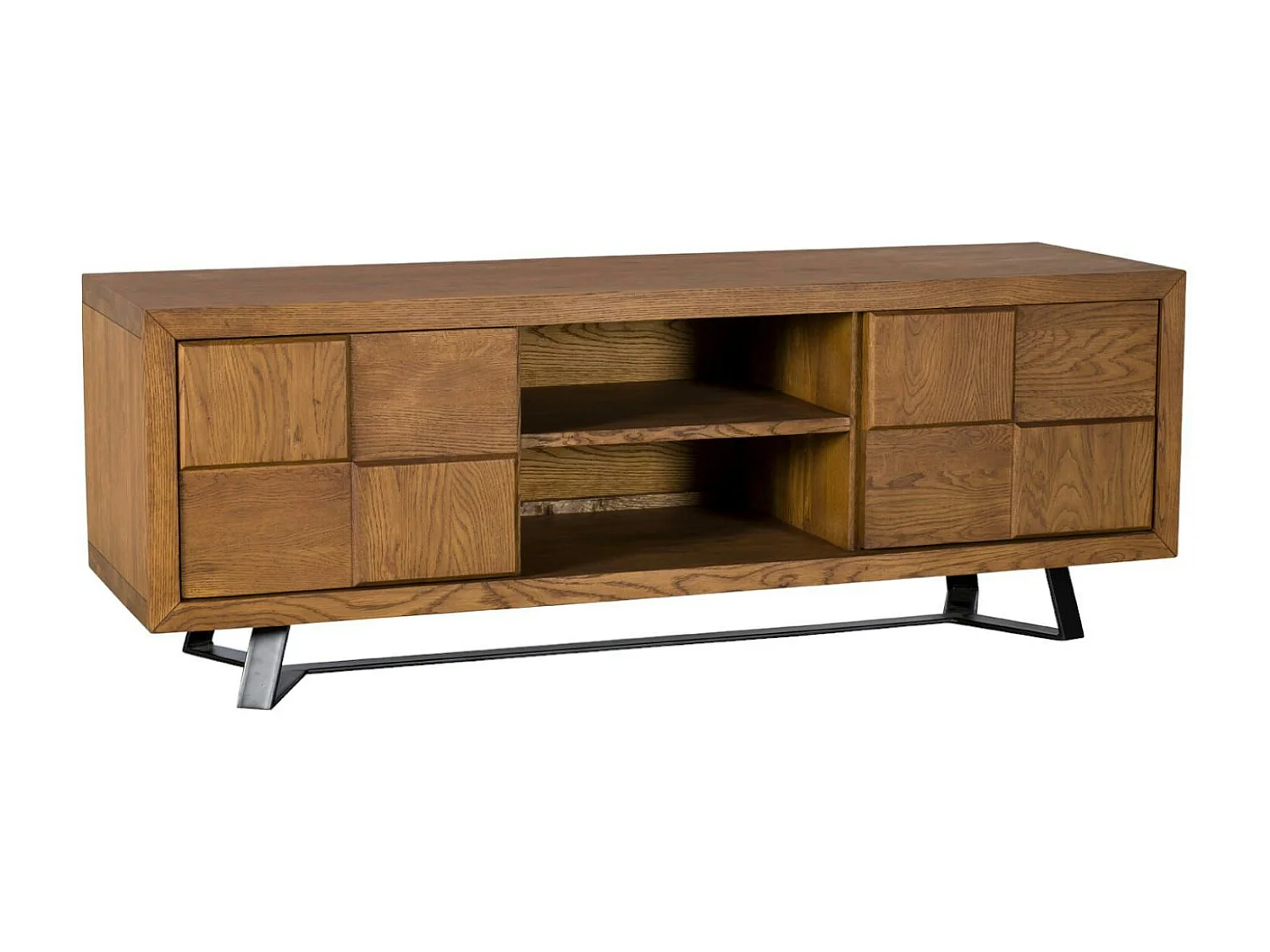 Meuble tv bois motif damier 150 cm OKA