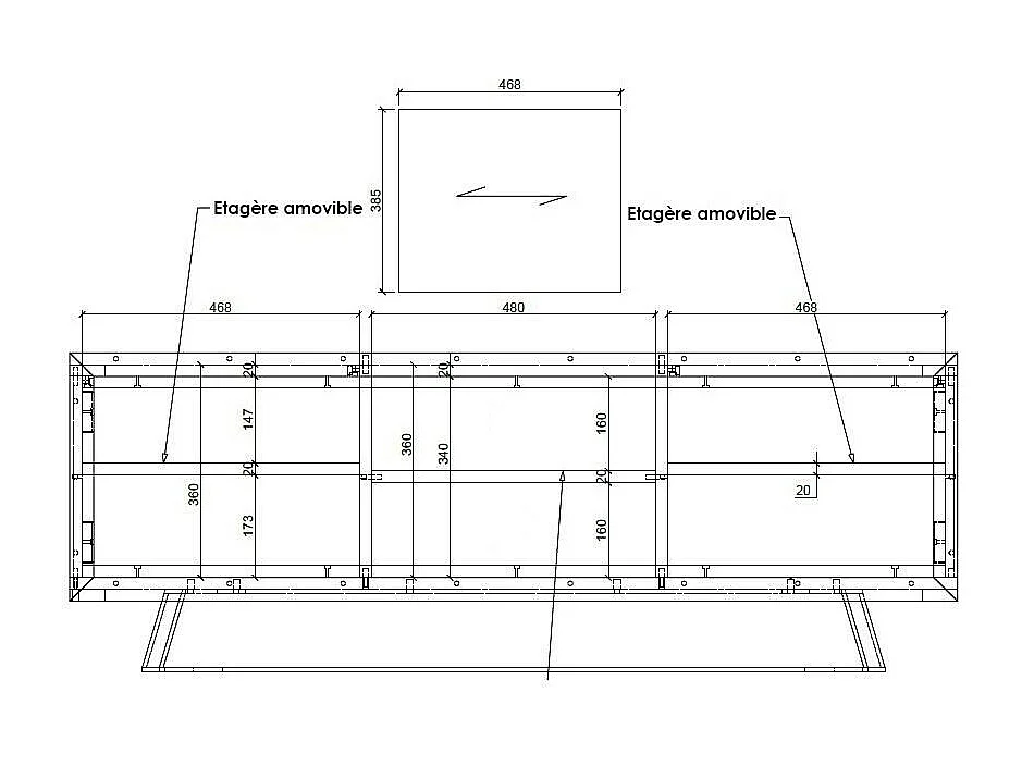 Meuble tv bois motif damier 150 cm OKA