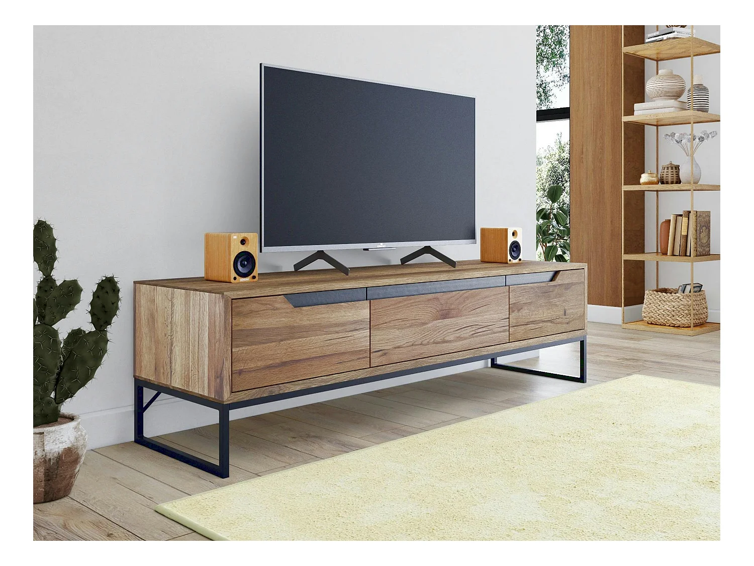 Meuble tv en bois de chêne huilé PALERME