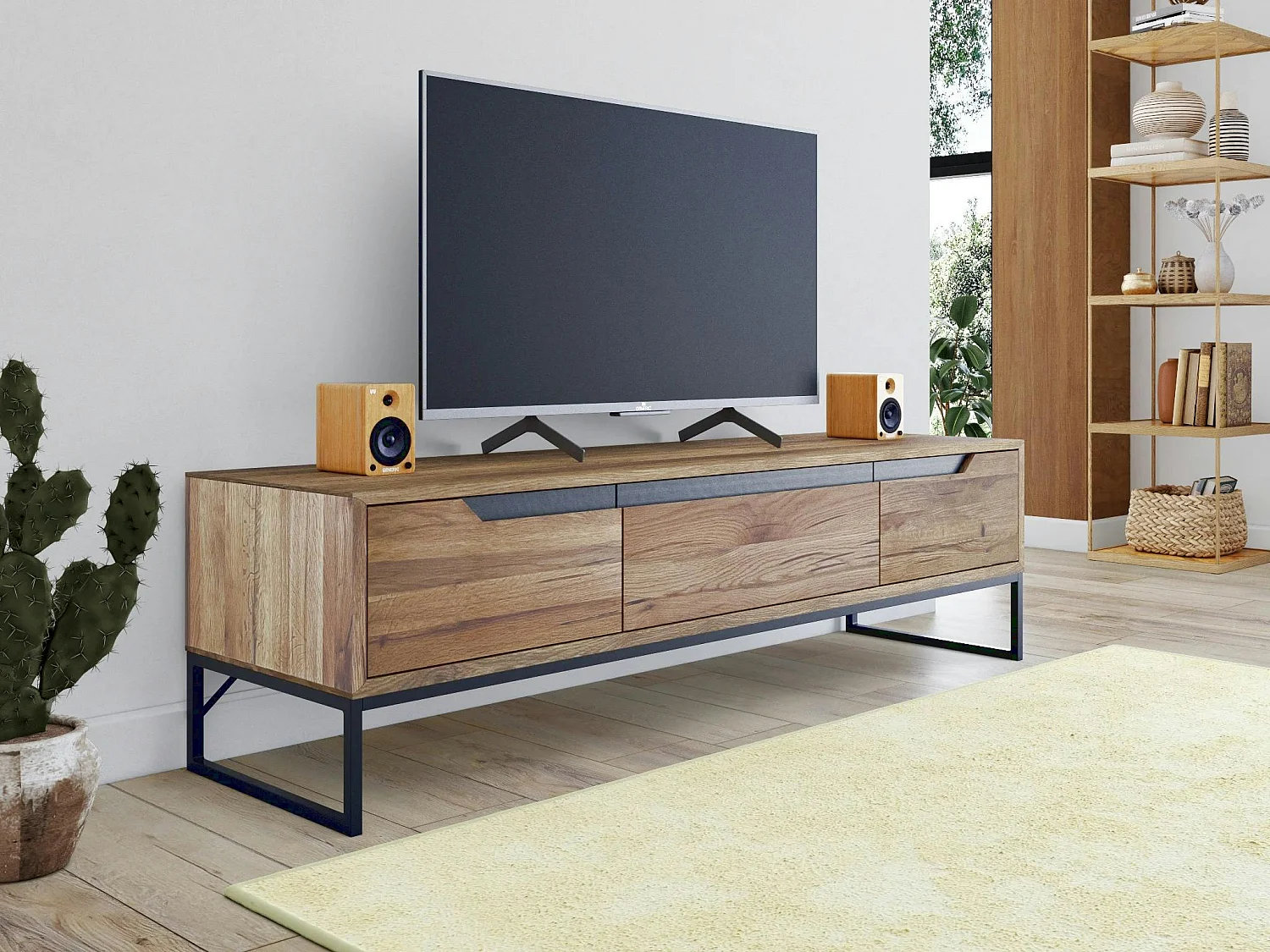 Meuble tv en bois de chêne huilé PALERME