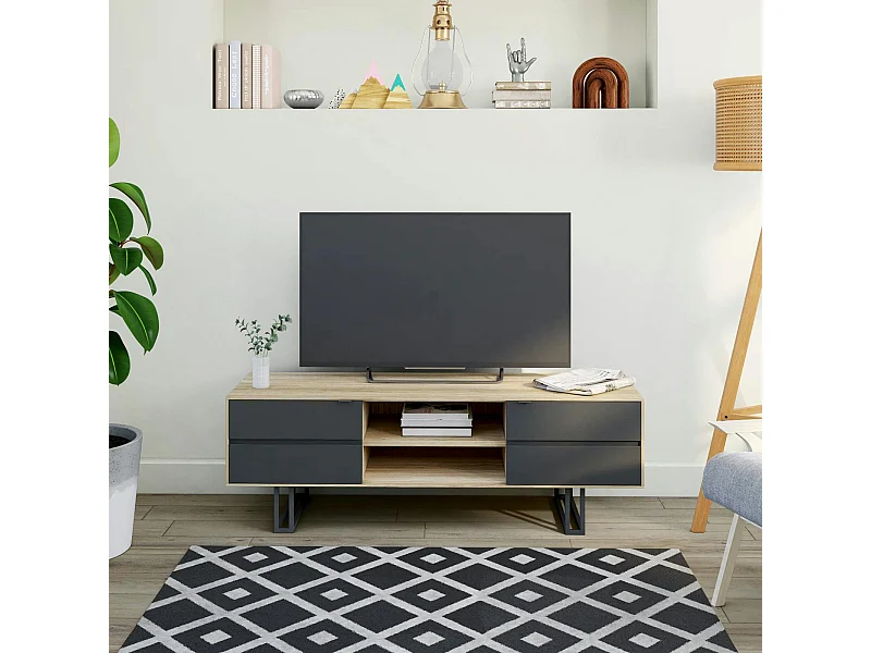 Meuble tv moderne en chêne blanc ZONZA