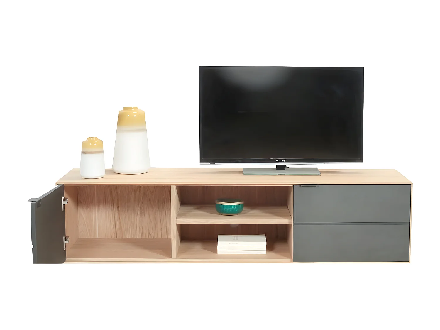 Meuble tv moderne en chêne blanc ZONZA