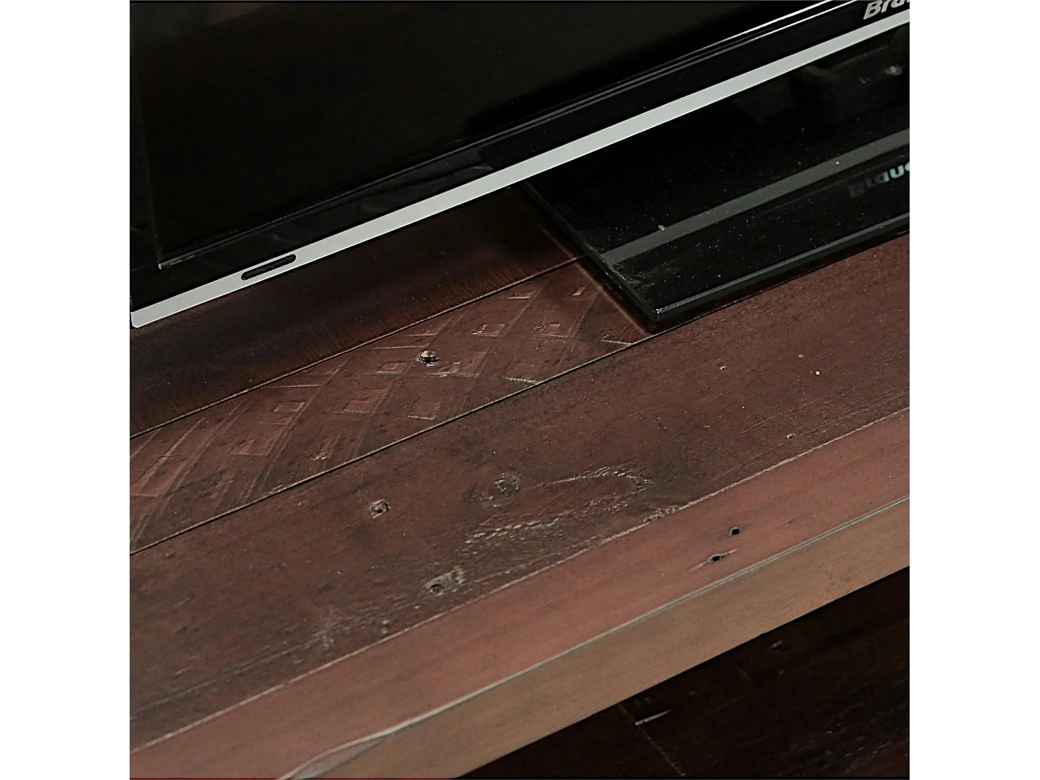 Meuble TV bois brun recyclé 2 tiroirs SAMOA