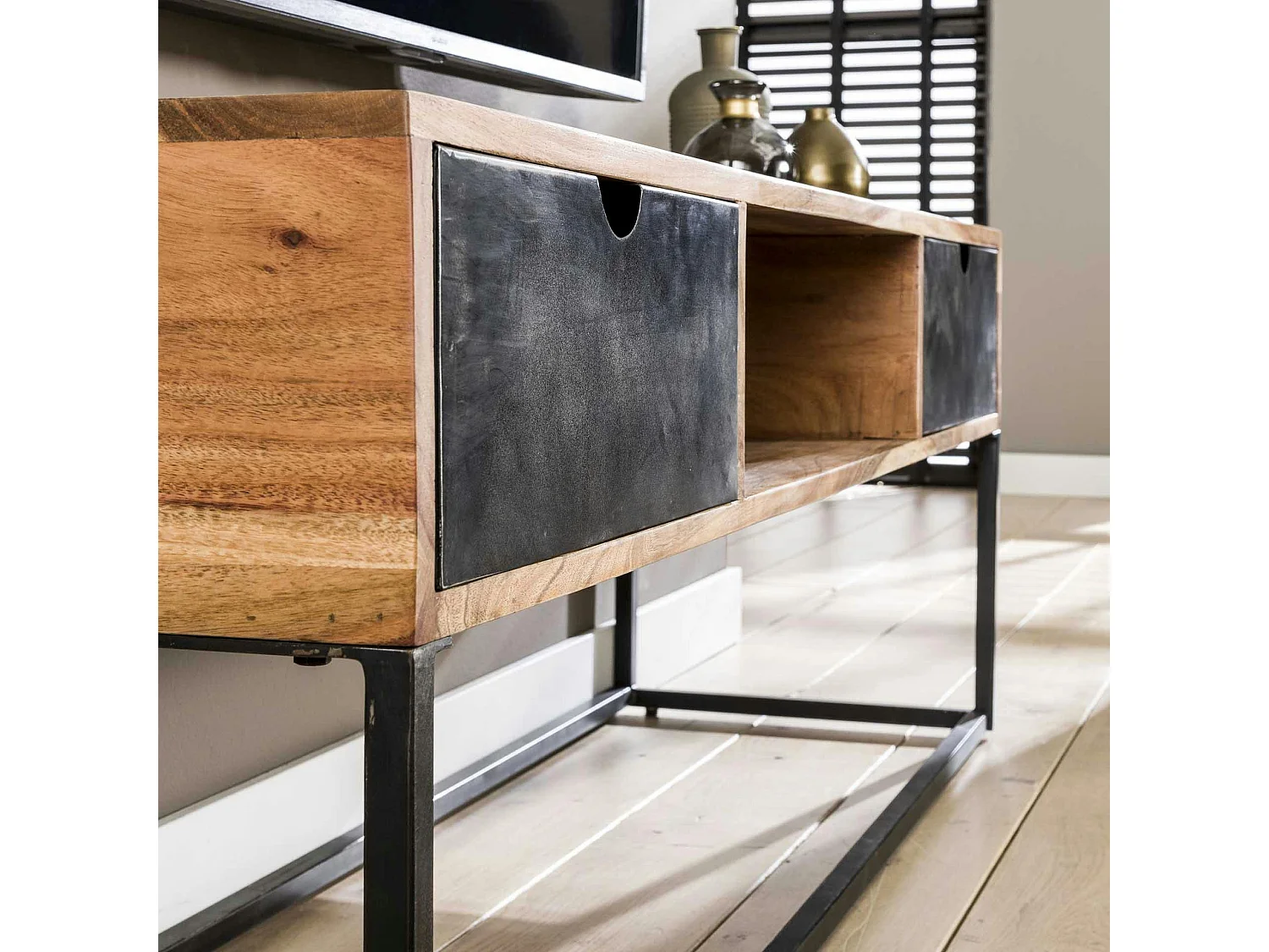 Meuble tv industriel tiroirs métal BUNBURY