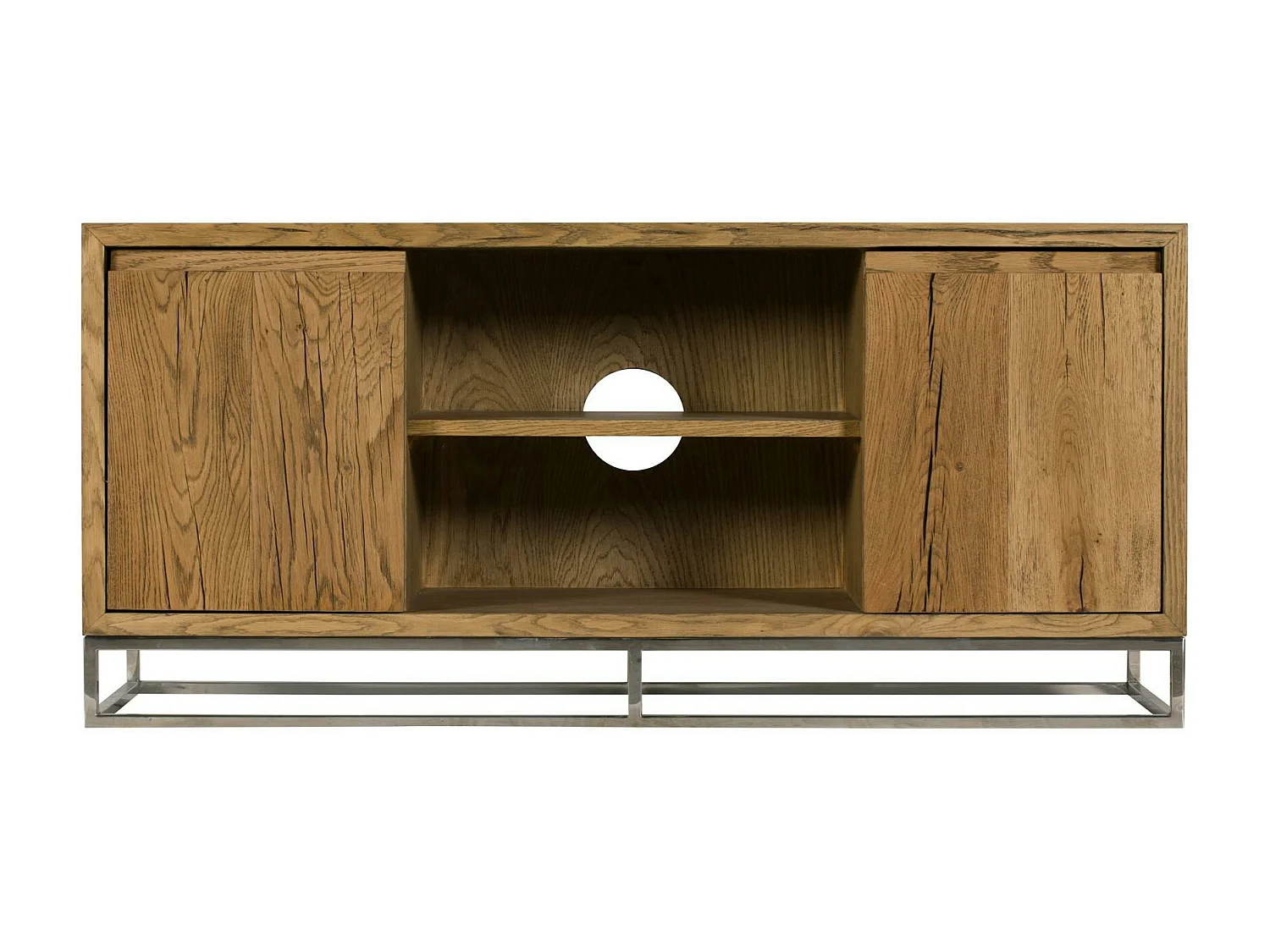 Meuble TV moderne chêne acier 120 cm RIVERSIDE