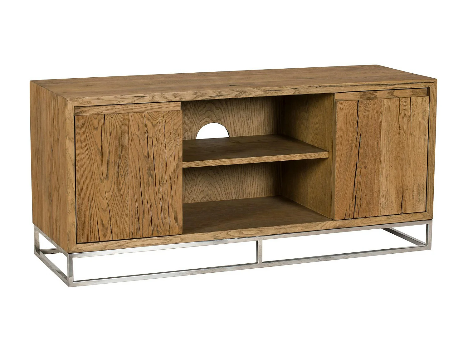 Meuble TV moderne chêne acier 120 cm RIVERSIDE