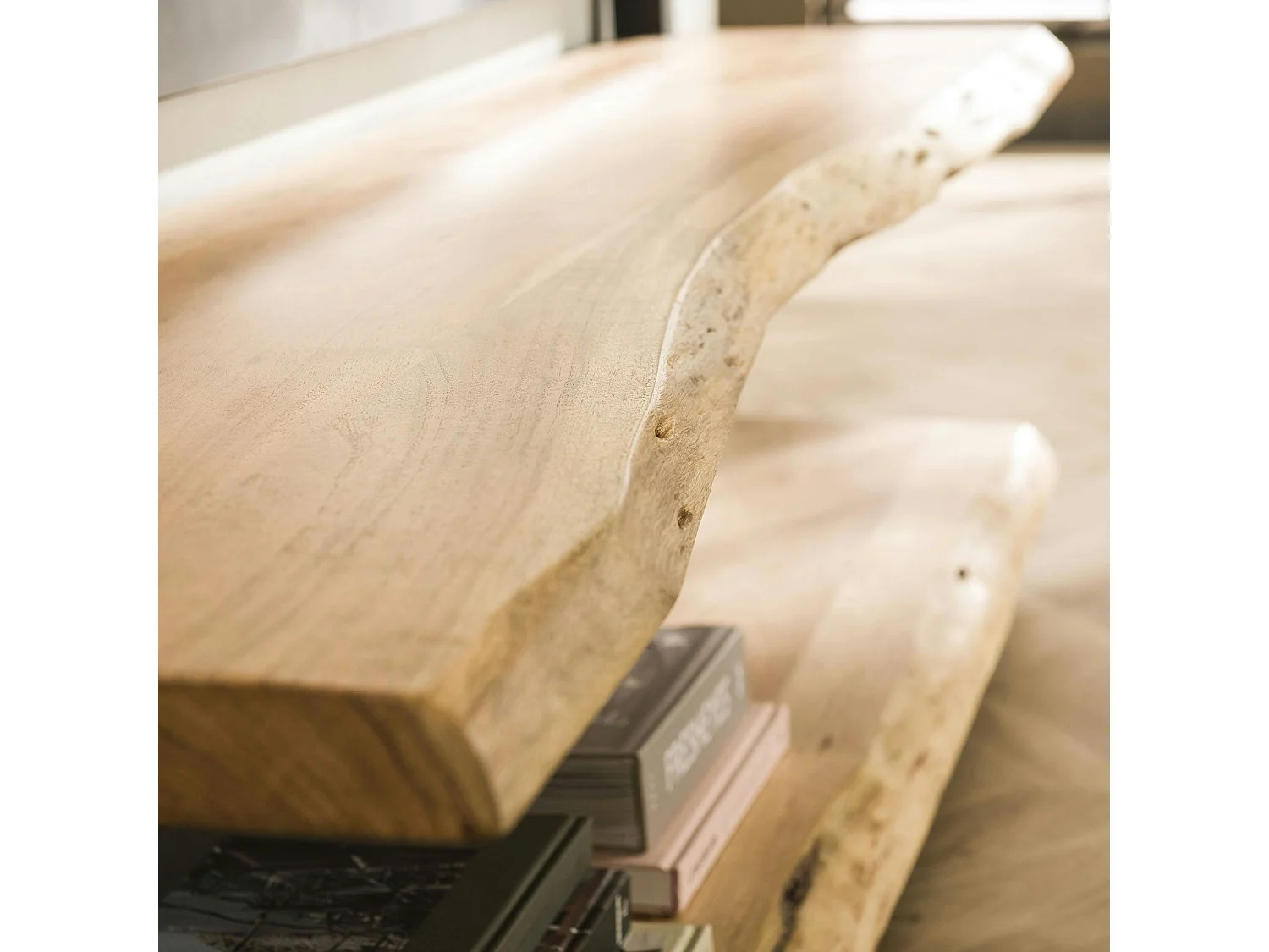 Banc TV en bois et métal 2 plateaux MELBOURNE