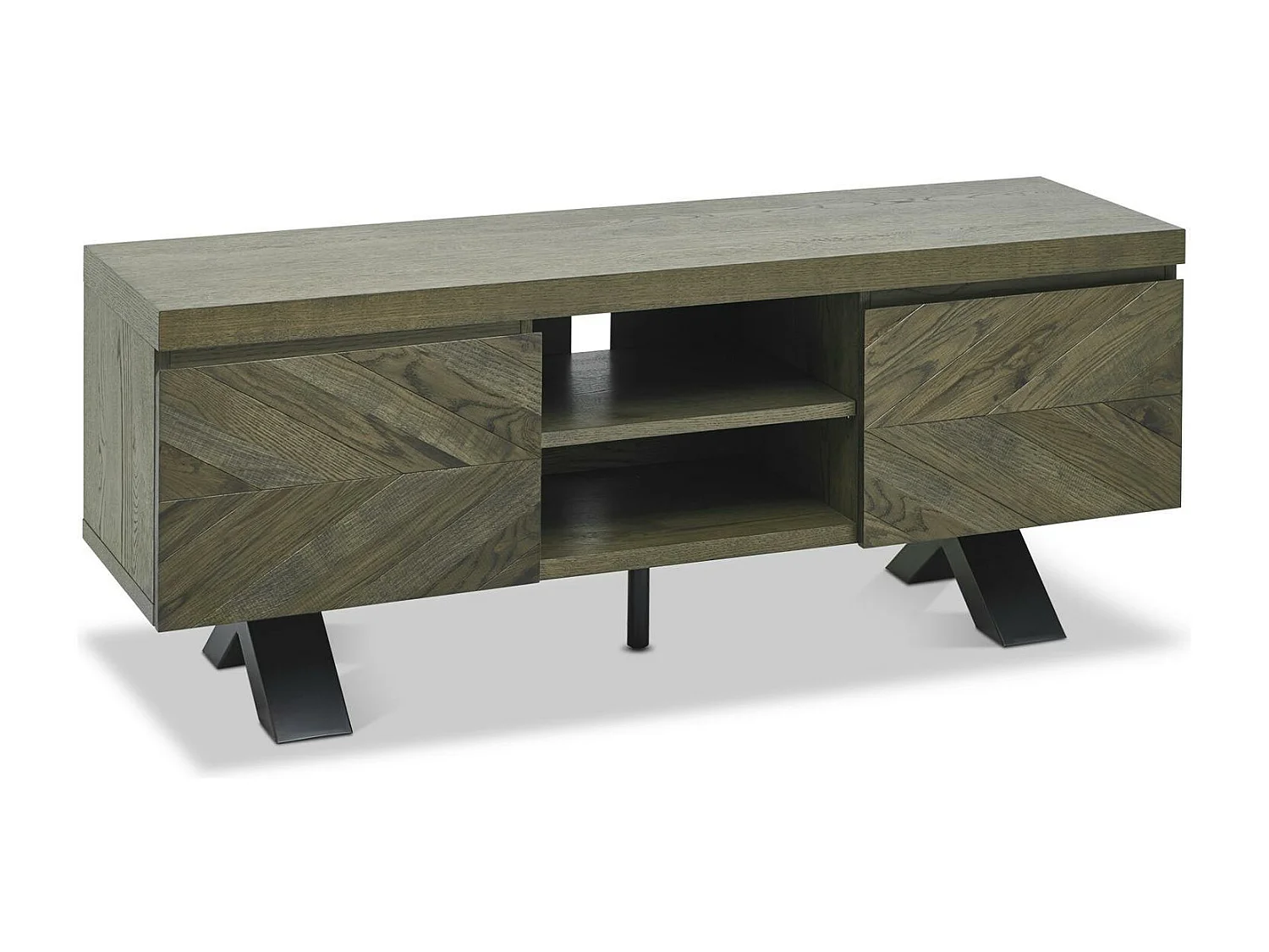 Meuble tv moderne en marqueterie de chêne ARLINGTON