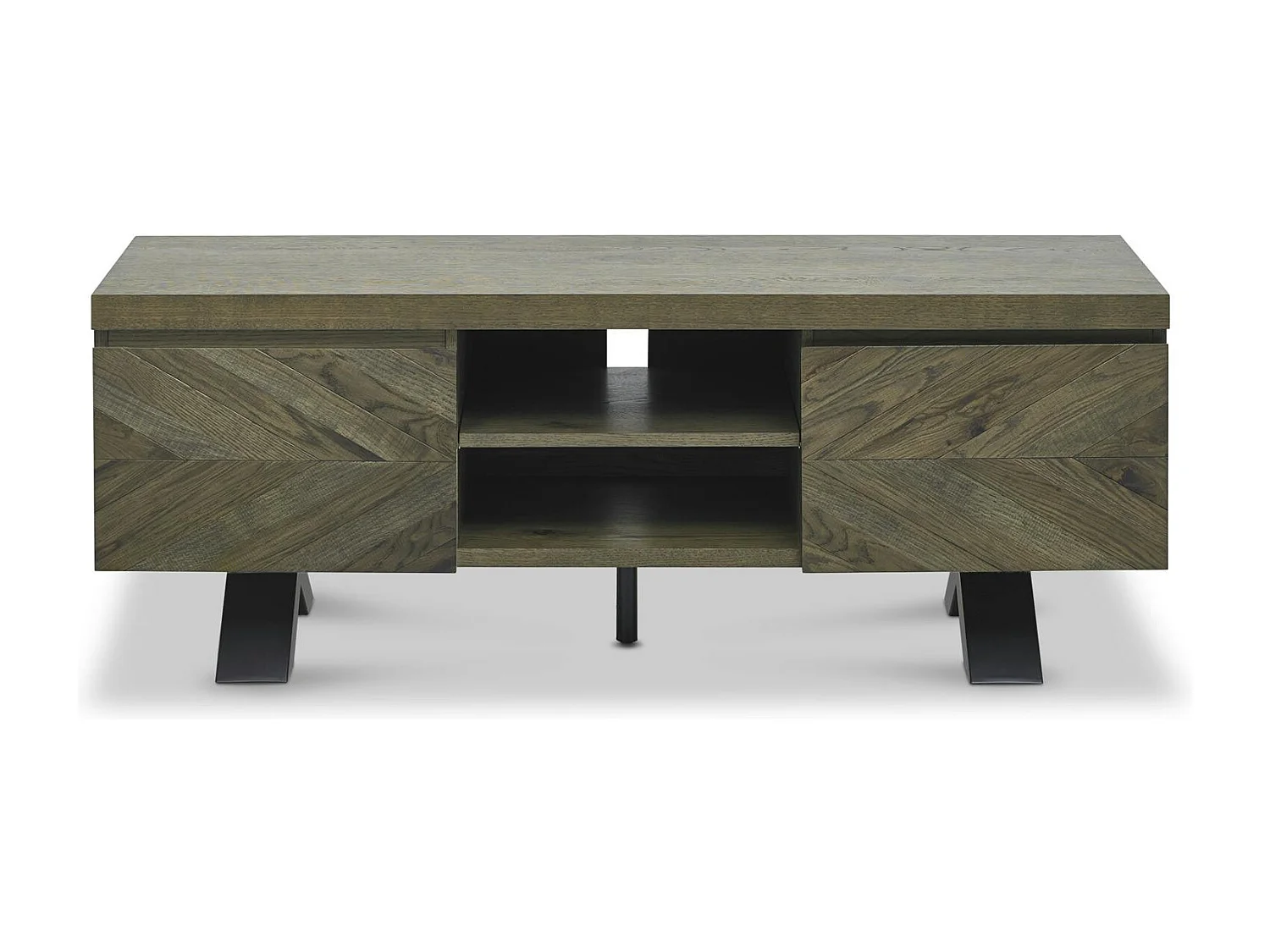 Meuble tv moderne en marqueterie de chêne ARLINGTON