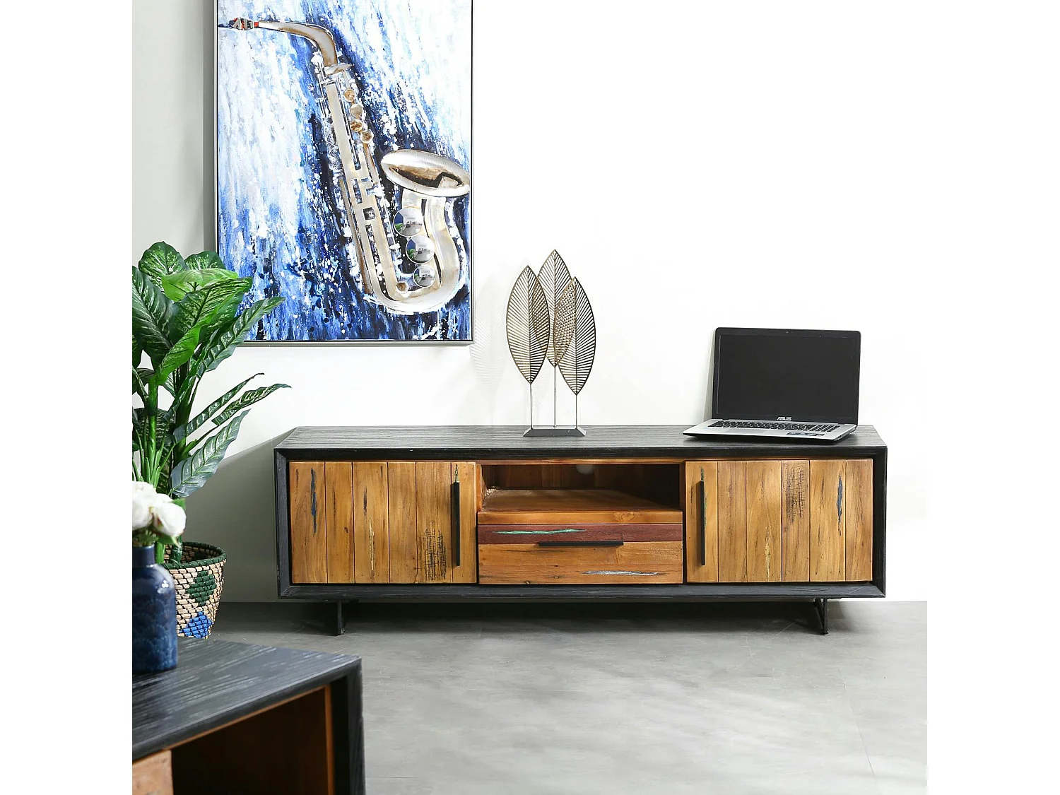 Meuble tv bois recyclé de bateau PHOENIX