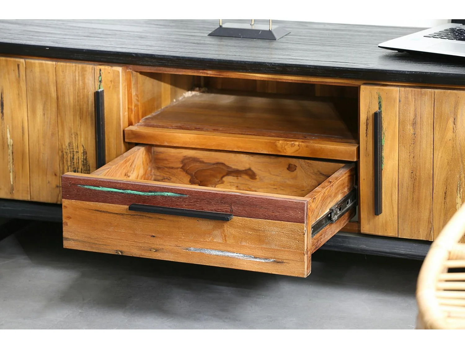 Meuble tv bois recyclé de bateau PHOENIX