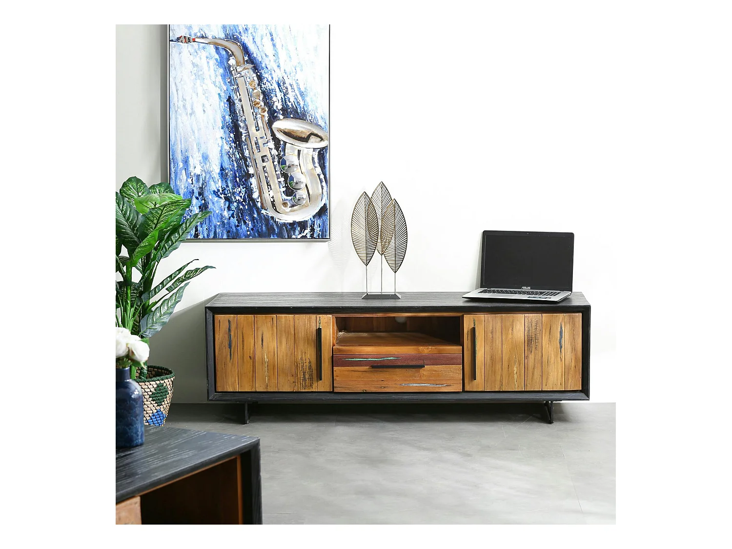 Meuble tv bois recyclé de bateau PHOENIX