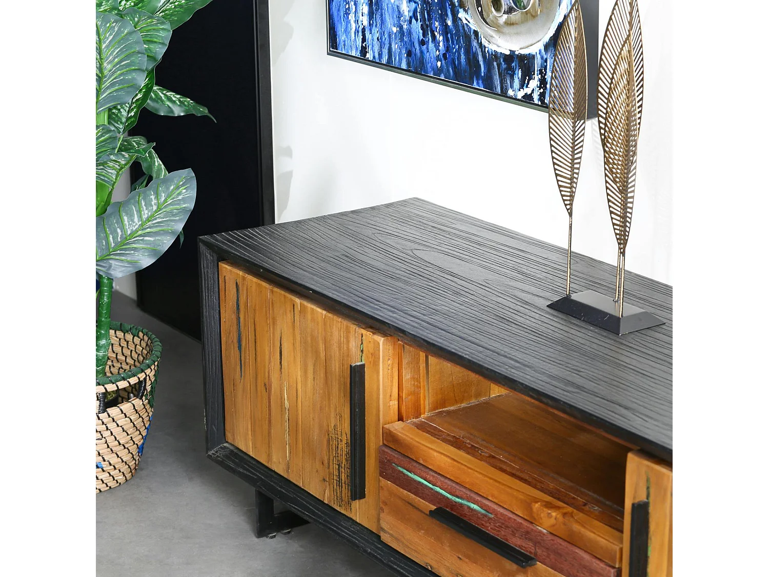 Meuble tv bois recyclé de bateau PHOENIX