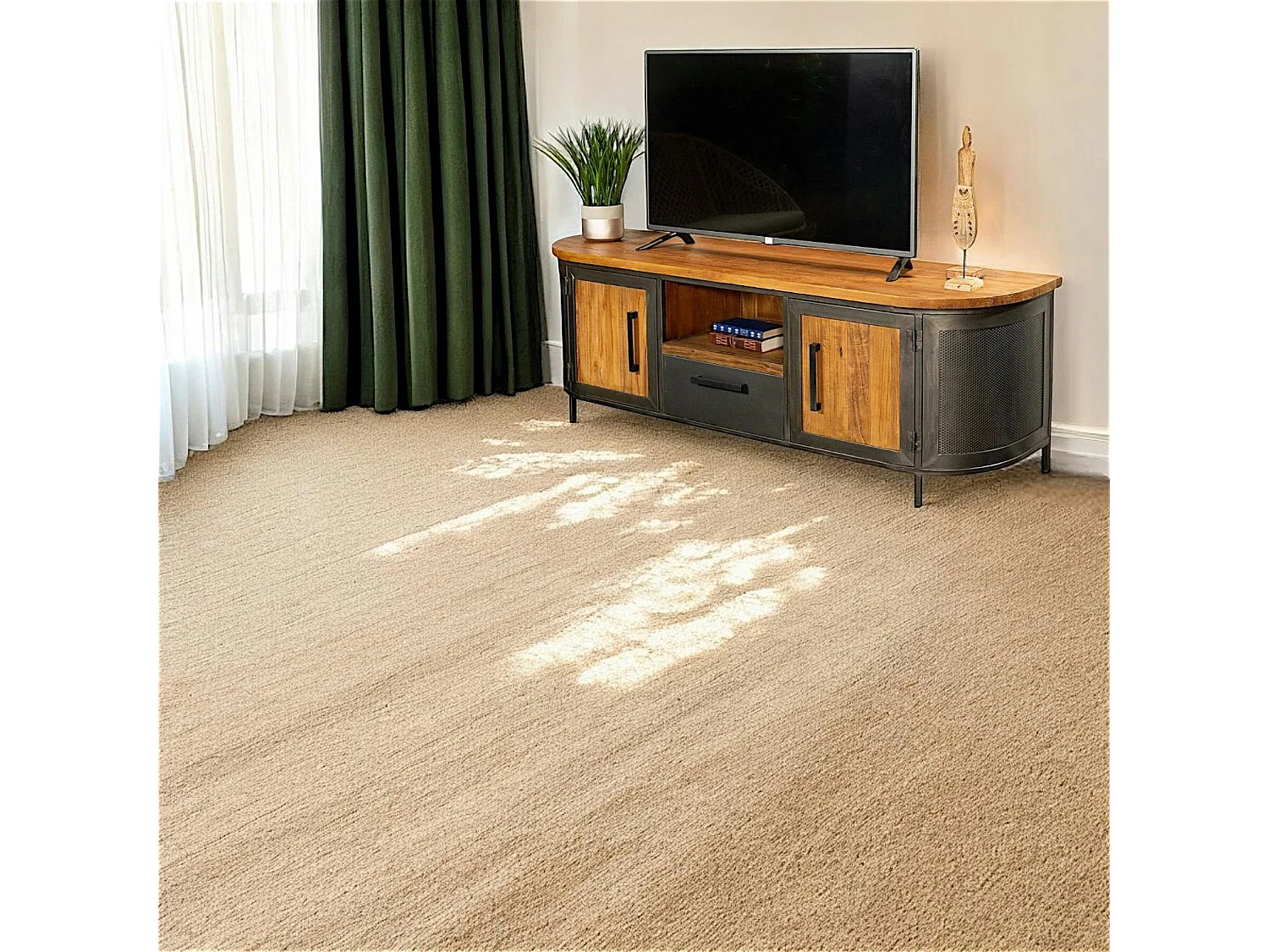 Meuble tv bois de teck métal ajouré CHICAGO