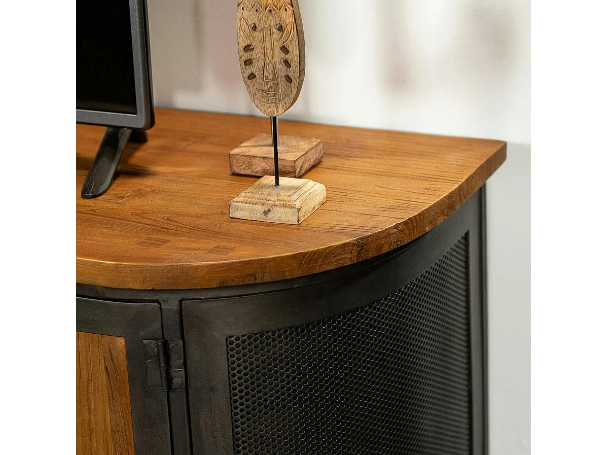 Meuble tv bois de teck métal ajouré CHICAGO