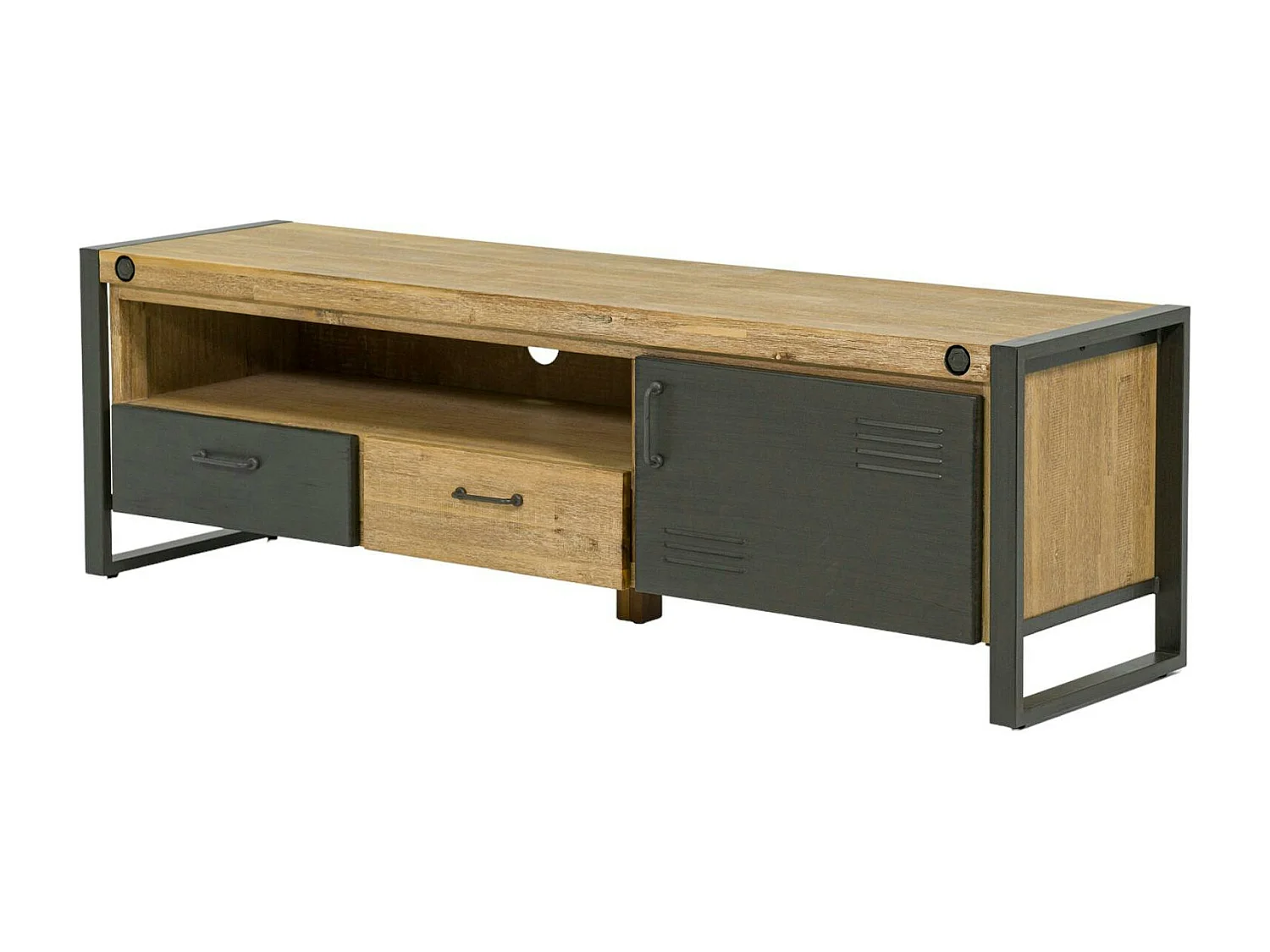 Meuble TV industriel bois métal boulons BROOKLYN