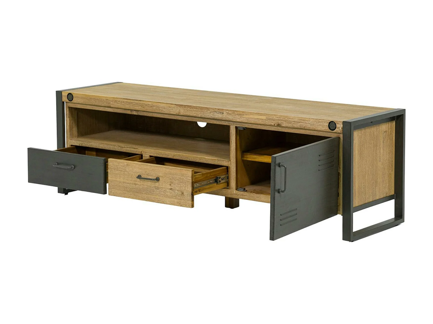 Meuble TV industriel bois métal boulons BROOKLYN