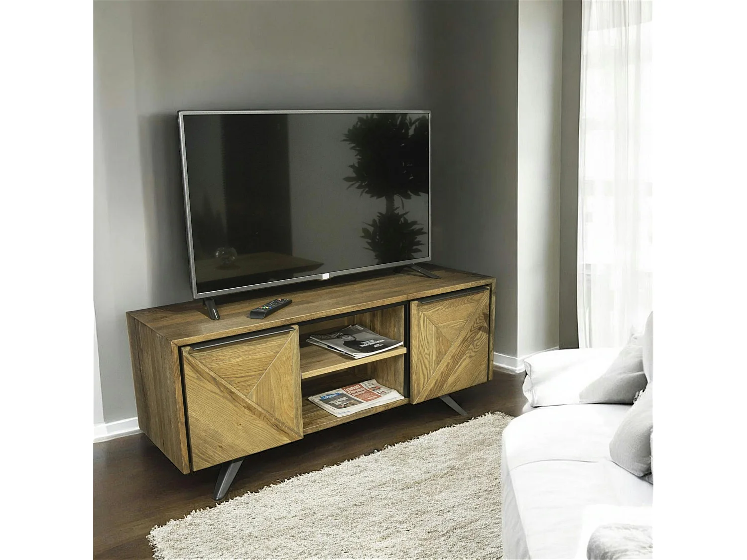 Meuble TV moderne en chêne MANHATTAN