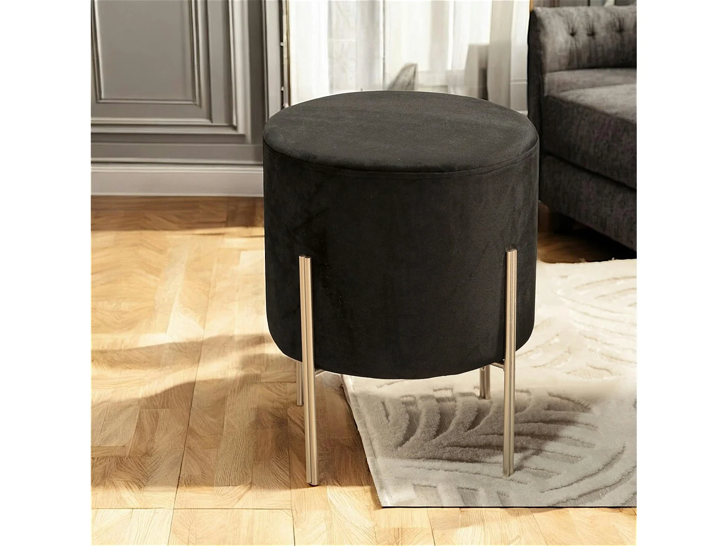Tabouret contemporain velours noir
