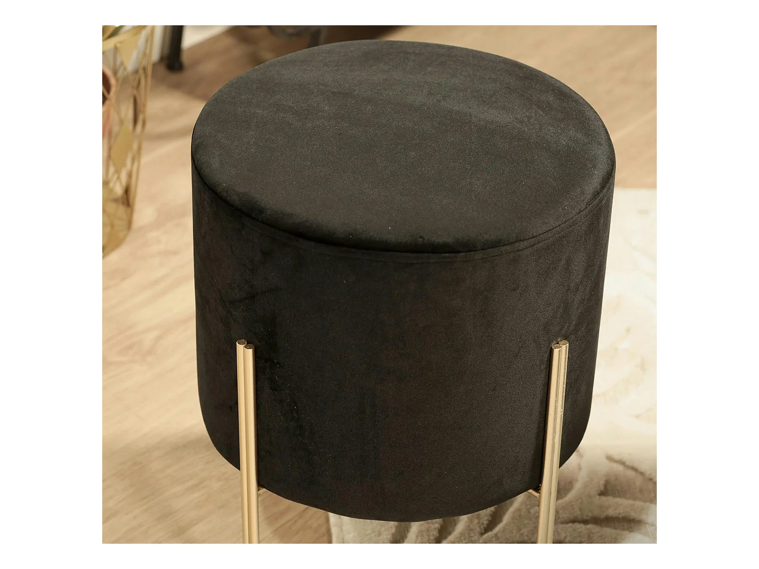 Tabouret contemporain velours noir