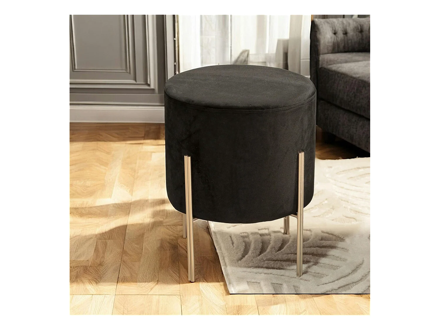 Tabouret contemporain velours noir