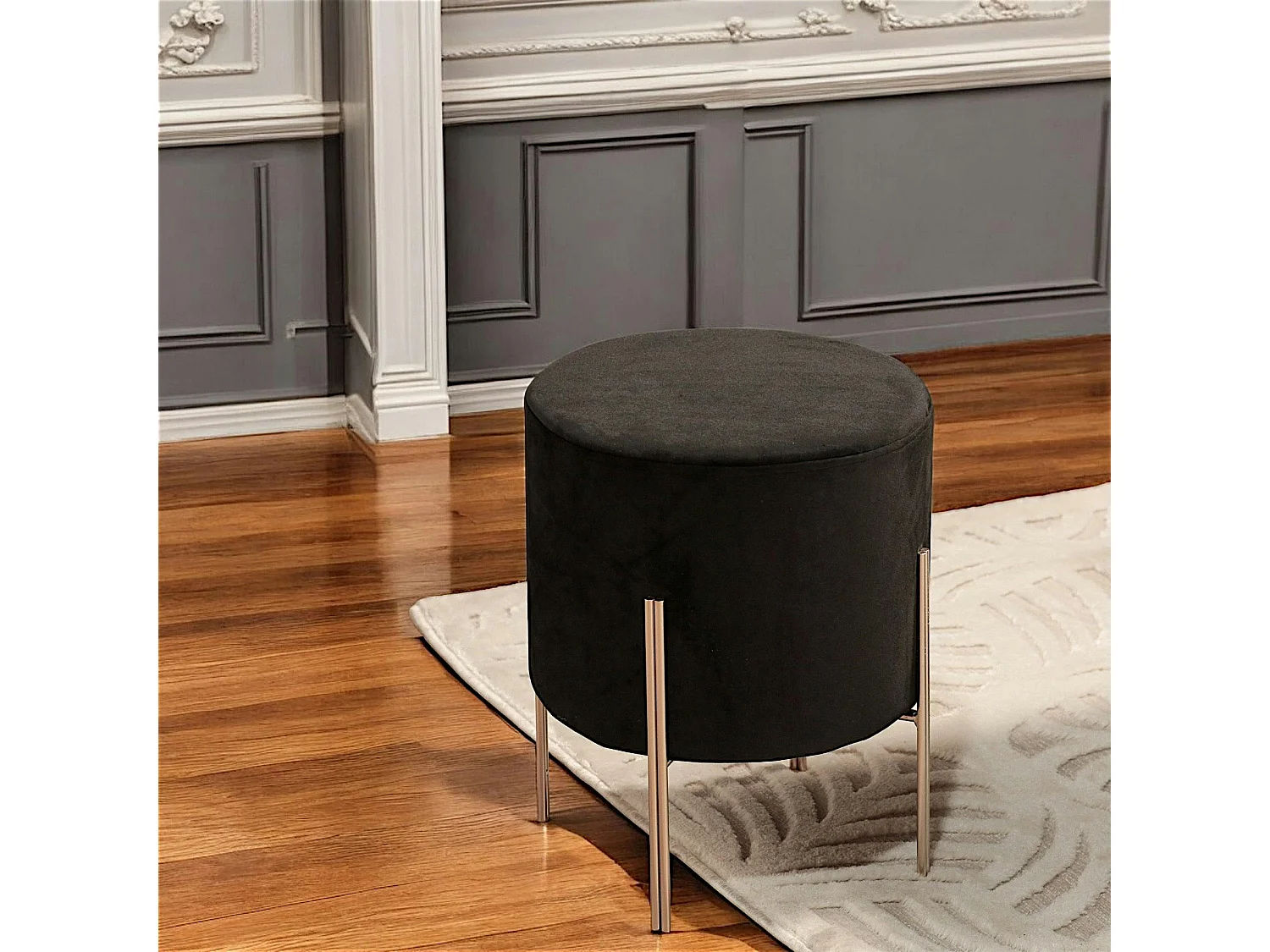 Tabouret contemporain velours noir