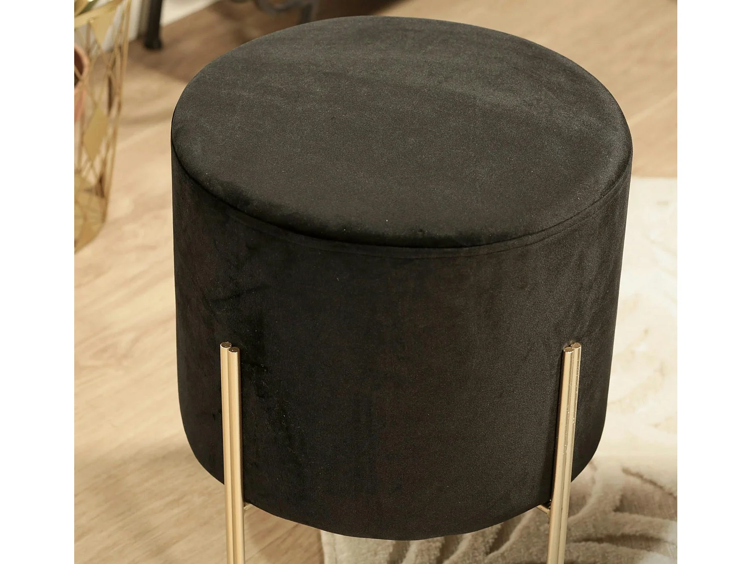 Tabouret contemporain velours noir