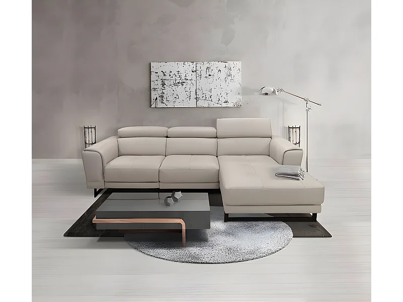 Canapé Corner San Remo R/Cuir/Gris