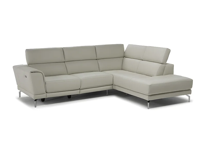 Ecksofa San Remo Grande R/Leder/Grau
