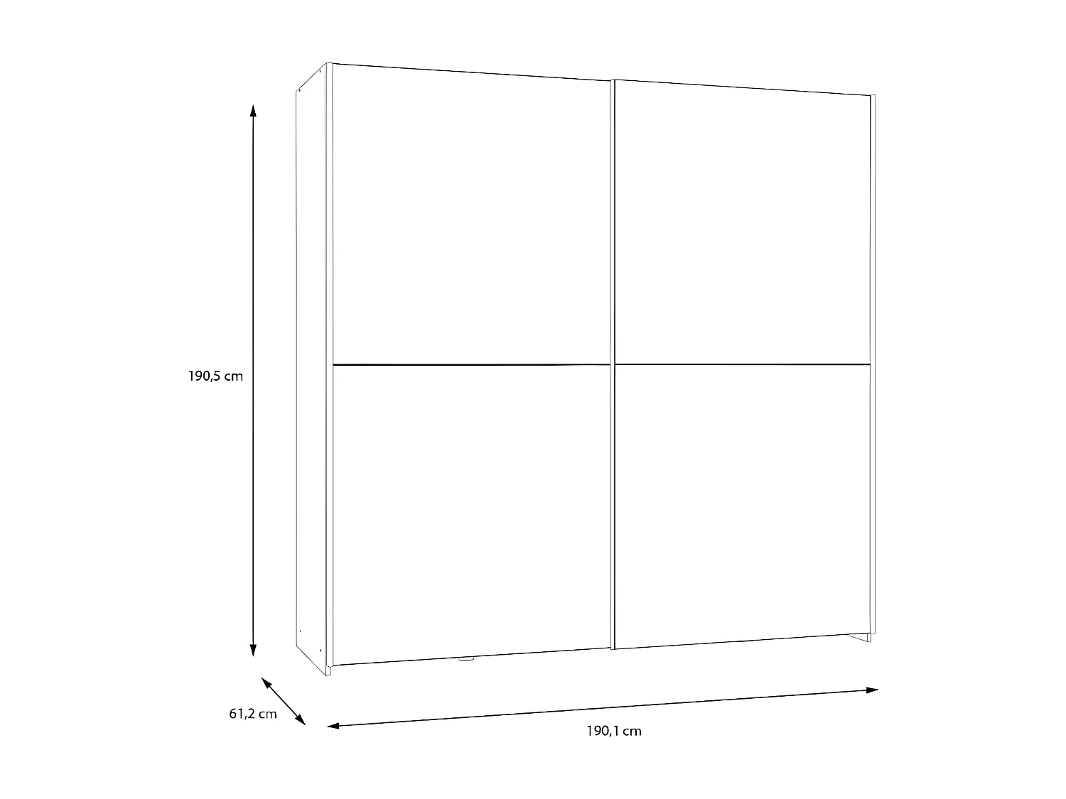 Penderie Orovivo Lux (190cm)/Portes coulissantes/Blanc