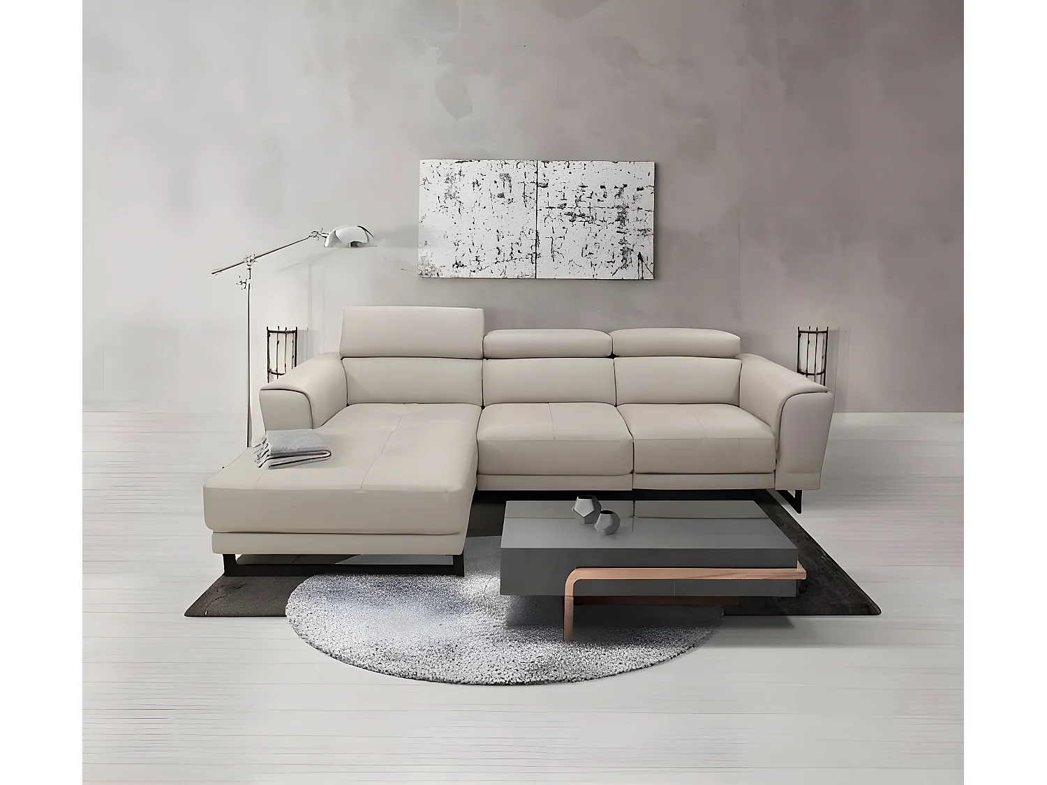 Ecksofa San Remo L/eder/Grau