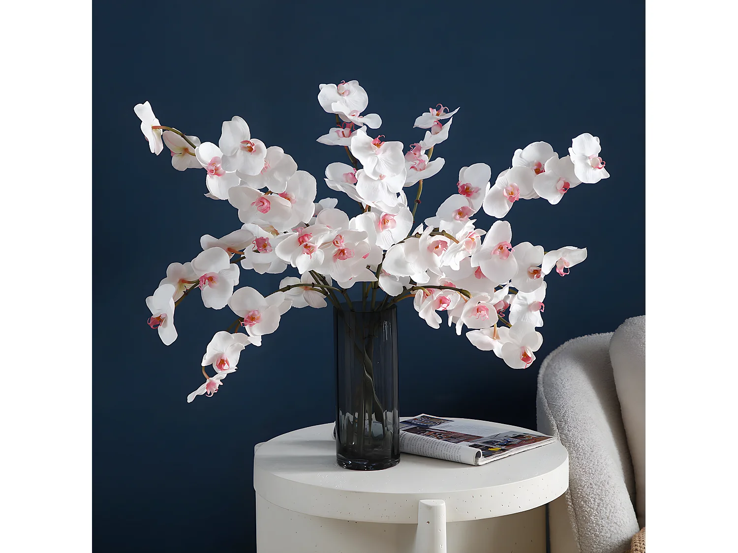 Tige d'Orchidée Phalaenopsis - Blanc / 66 cm